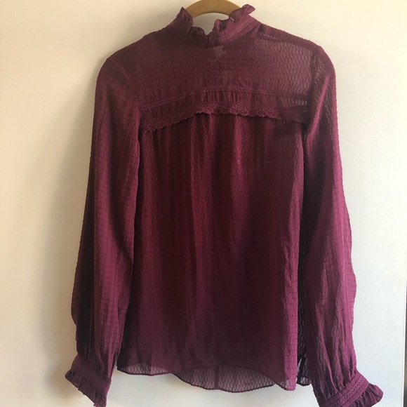 Saloni Emile D silk top basket weave dark plum sz0 - Picture 4 of 11